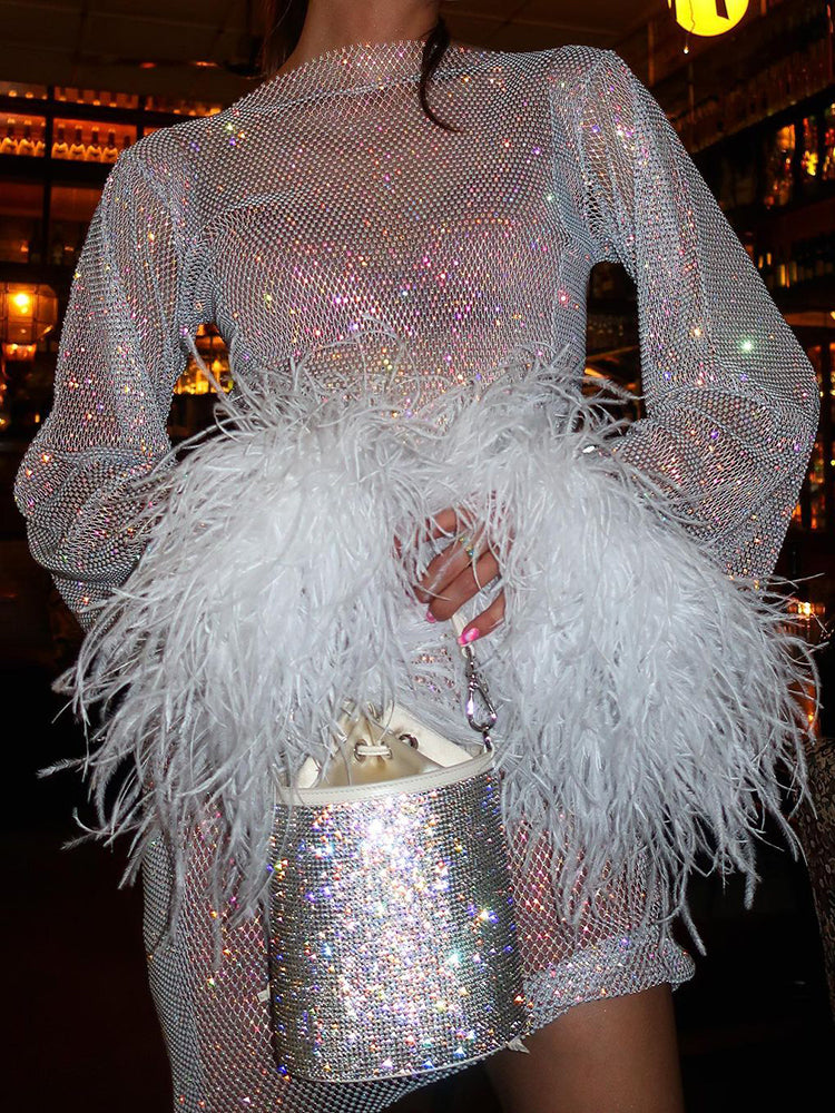 Rivelle | Party Dress White Shimmering Sequined Elegant Tailored Fit 4