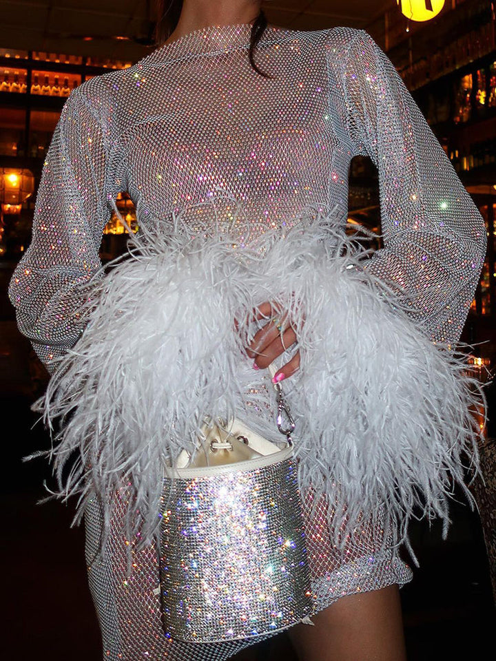 Rivelle | Party Dress White Shimmering Sequined Elegant Tailored Fit 4