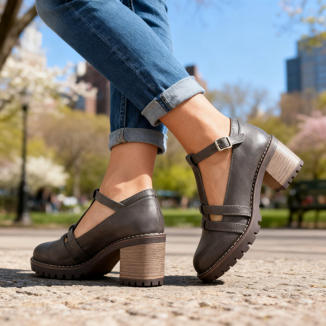 Romilly | Women's Loafers T-Strap Block Heel Retro Chic Fit 3