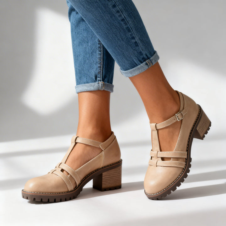 Romilly | Women's Loafers T-Strap Block Heel Retro Chic Fit 4
