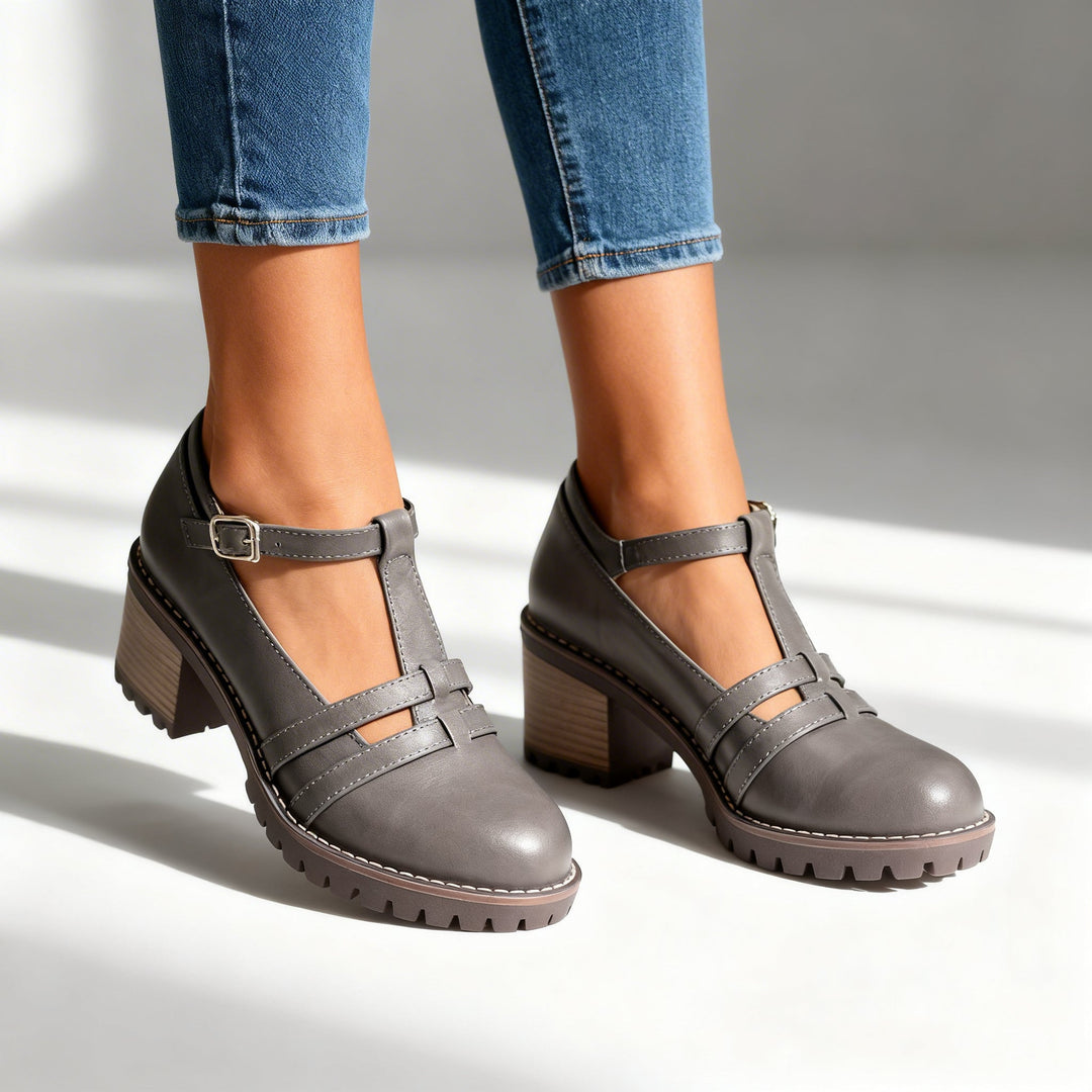 Romilly | Women's Loafers T-Strap Block Heel Retro Chic Fit 5