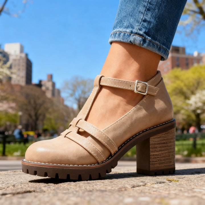 Romilly | Women's Loafers T-Strap Block Heel Retro Chic Fit 7