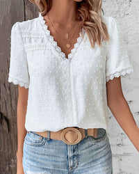Evie | Elegant V-Neck Patchwork Cotton Blouse