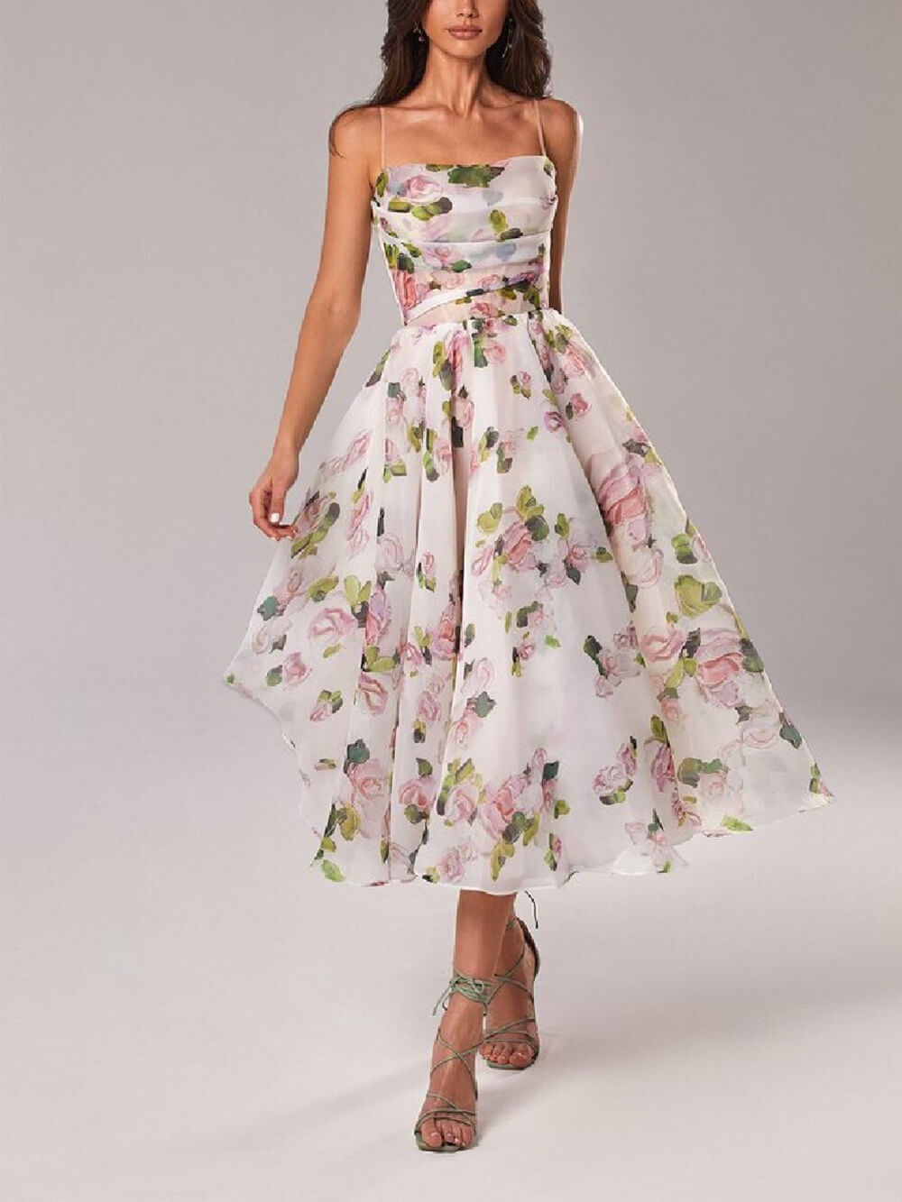 Rosa | Elegant Floral A-Line Midi Dress – Perfect Wedding Guest Dress for Women 0