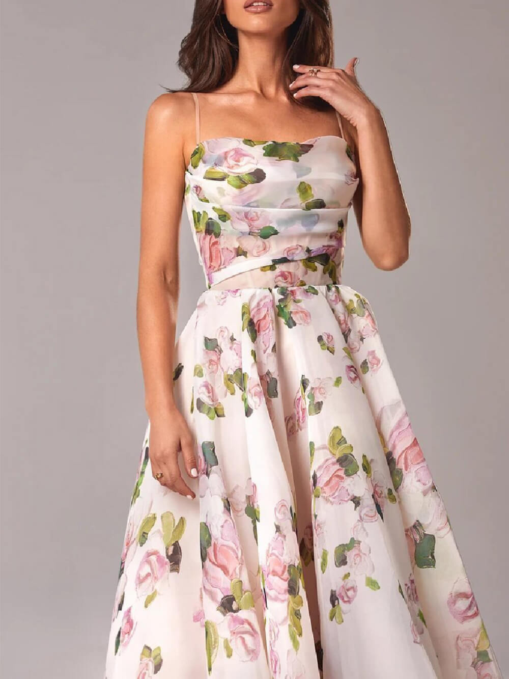 Rosa | Elegant Floral A-Line Midi Dress – Perfect Wedding Guest Dress for Women 3