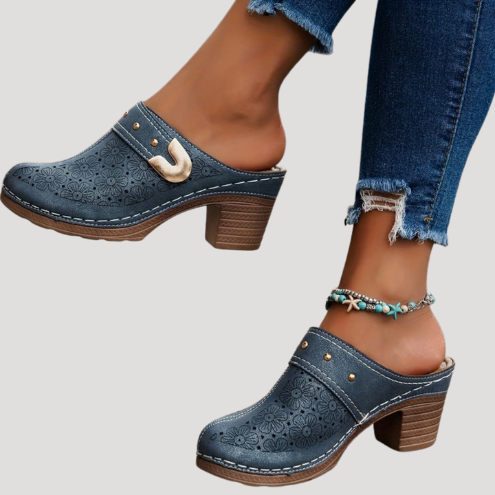 Rosabelle | Heeled Clog Mule Women's Slip-On Block Heel Stylish 3