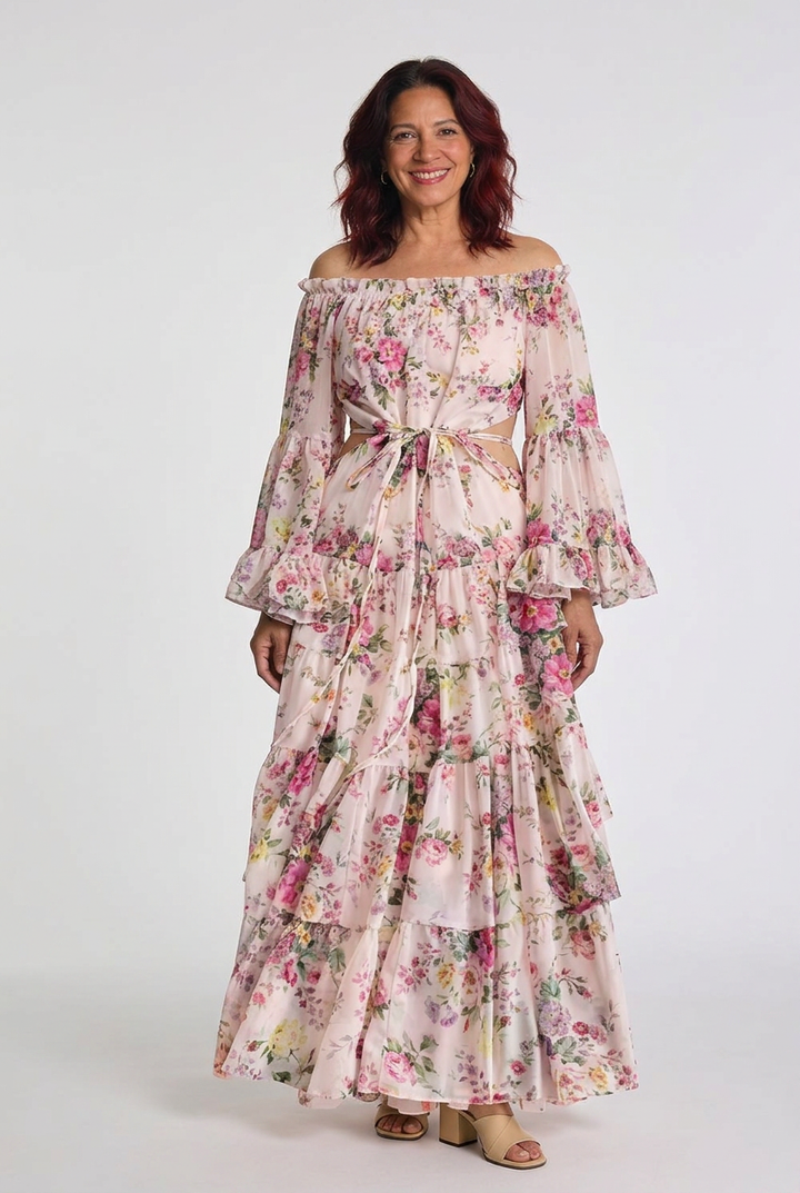 Juliet | Bohemian Floral Tie-Waist Maxi Dress