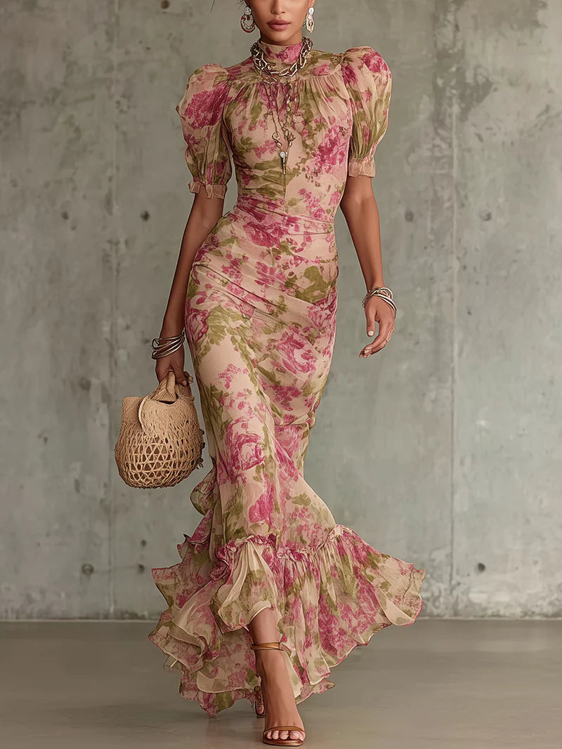 Rosalina | Elegant Floral Maxi Dress with Sleeves for Women 0