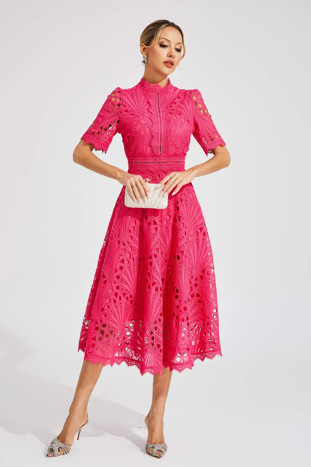 Rosalinda | Elegant Lace-Trimmed Women’s Midi Dress for Formal Occasions 2