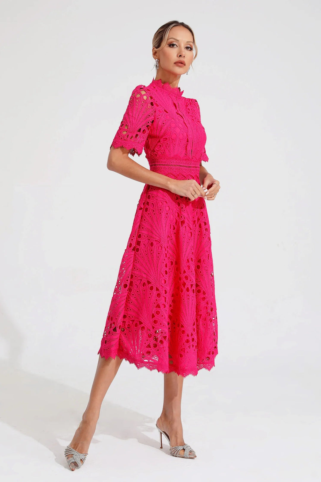 Rosalinda | Elegant Lace-Trimmed Women’s Midi Dress for Formal Occasions 6