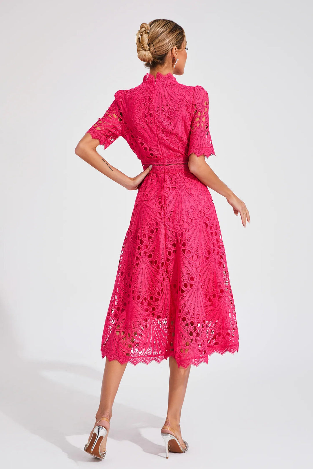 Rosalinda | Elegant Lace-Trimmed Women’s Midi Dress for Formal Occasions 7