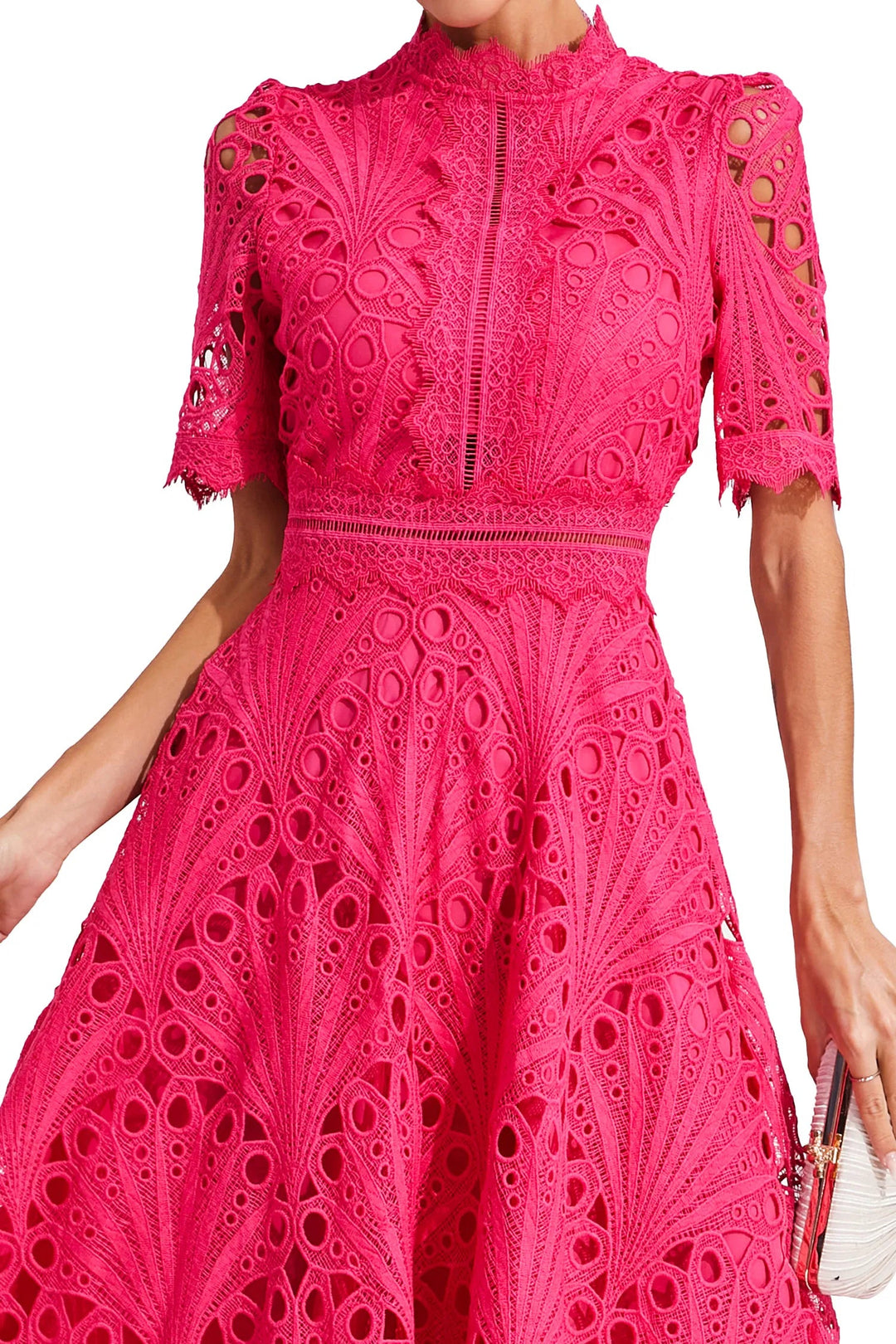 Rosalinda | Elegant Lace-Trimmed Women’s Midi Dress for Formal Occasions 8