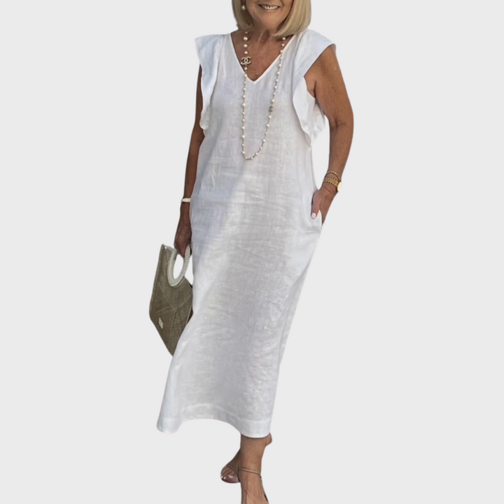 Rosalinda | Elegant &amp; Functional Women’s V-Neck Sleeveless Pocket Maxi Dress 0