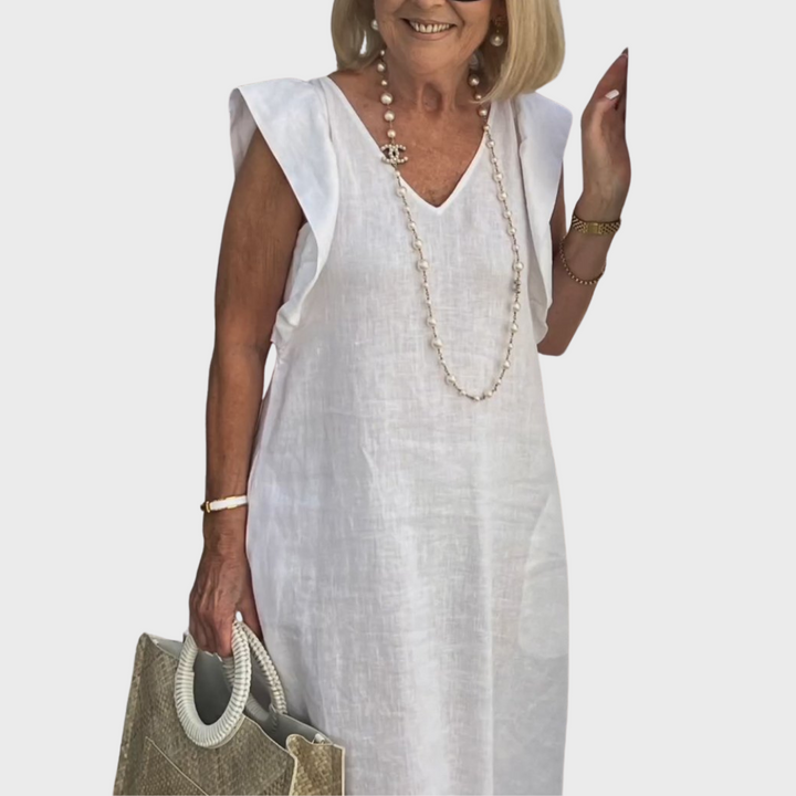 Rosalinda | Elegant &amp; Functional Women’s V-Neck Sleeveless Pocket Maxi Dress 1