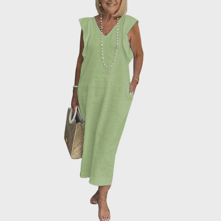 Rosalinda | Elegant &amp; Functional Women’s V-Neck Sleeveless Pocket Maxi Dress 11