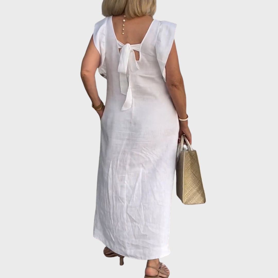 Rosalinda | Elegant &amp; Functional Women’s V-Neck Sleeveless Pocket Maxi Dress 2