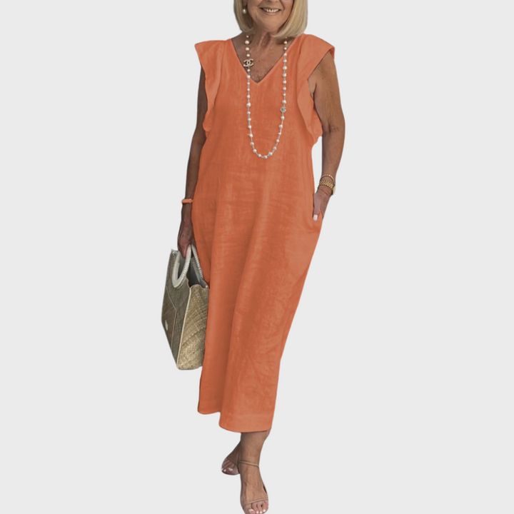 Rosalinda | Elegant &amp; Functional Women’s V-Neck Sleeveless Pocket Maxi Dress 4