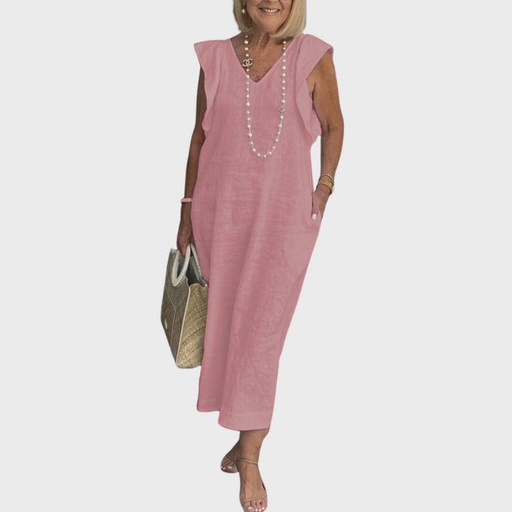 Rosalinda | Elegant &amp; Functional Women’s V-Neck Sleeveless Pocket Maxi Dress 5