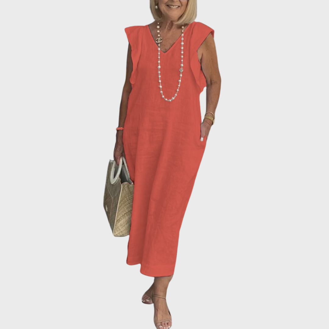Rosalinda | Elegant &amp; Functional Women’s V-Neck Sleeveless Pocket Maxi Dress 7
