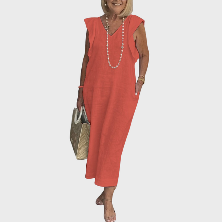 Rosalinda | Elegant &amp; Functional Women’s V-Neck Sleeveless Pocket Maxi Dress 7
