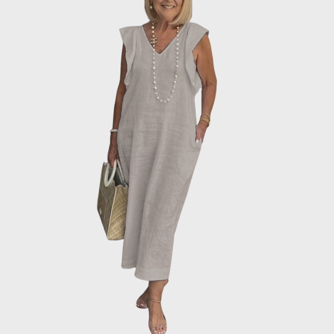 Rosalinda | Elegant &amp; Functional Women’s V-Neck Sleeveless Pocket Maxi Dress 8