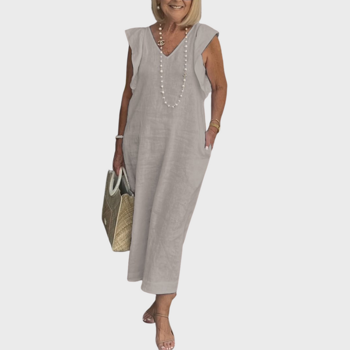 Rosalinda | Elegant &amp; Functional Women’s V-Neck Sleeveless Pocket Maxi Dress 8
