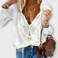 Sophia | Elegante Blusa in Pizzo con Scollo a V e Maniche Lunghe