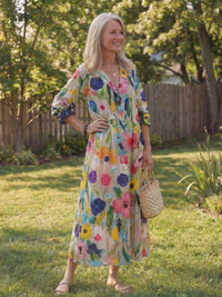 Ava | Vibrant Floral Button-Front Maxi Dress