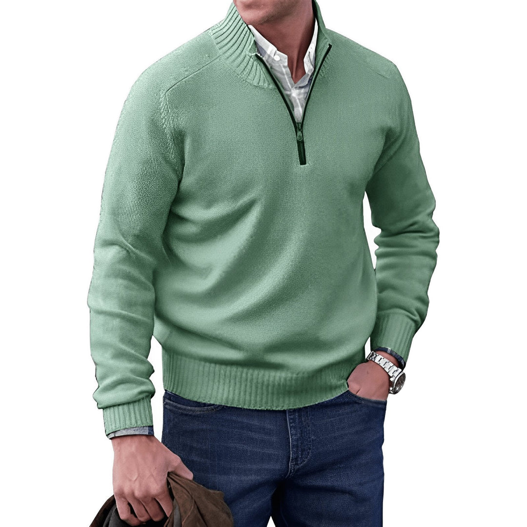 Ryan | Men's Quarter-Zip Knit Pullover Sweater Regular Fit Long Sleeve 3