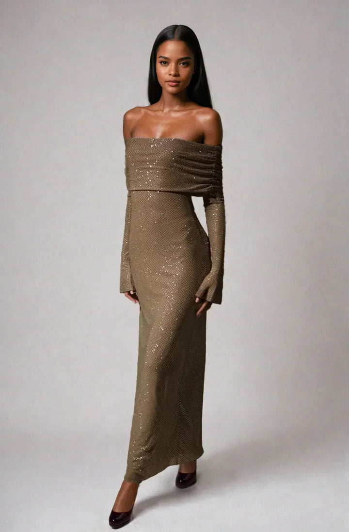 Sadeah | Formal Dress Off Shoulder Long Elegant Fit Evening Gown 3