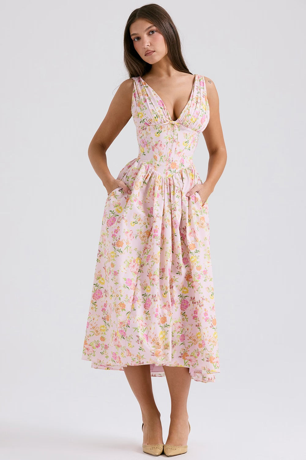 Saffron | Wedding Guest Dress Elegant Flowy Summer Fit 1