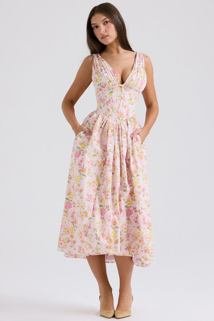 Saffron | Wedding Guest Dress Elegant Flowy Summer Fit 1