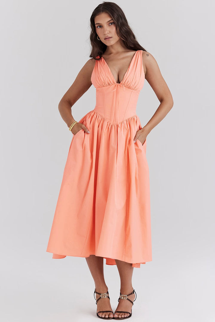 Saffron | Wedding Guest Dress Elegant Flowy Summer Fit 3