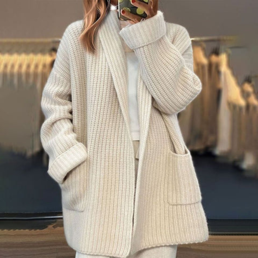 Sarina | Black Cardigan Sweater Open Front Relaxed Fit Soft Knit 0