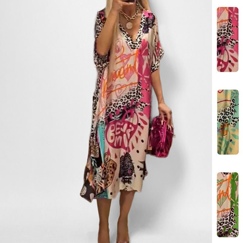 Scarlett | Women's Graphic Print V-Neck Swing Tunic Dress 1