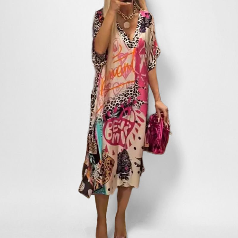 Scarlett | Women's Graphic Print V-Neck Swing Tunic Dress 2