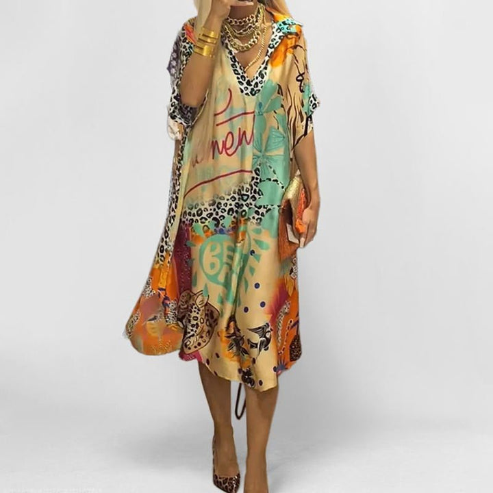 Scarlett | Women's Graphic Print V-Neck Swing Tunic Dress 3