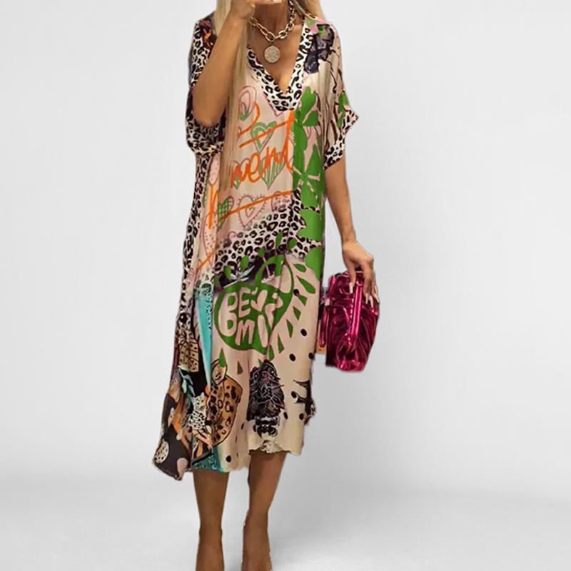 Scarlett | Women's Graphic Print V-Neck Swing Tunic Dress 6