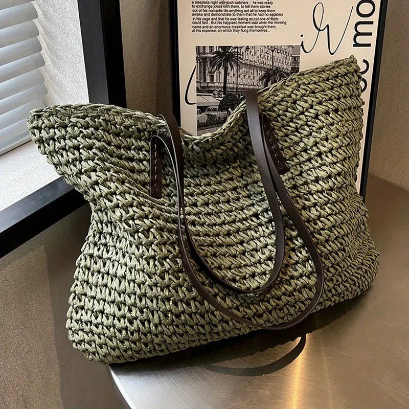 Scarlett | Women's Oversized Woven Straw Shoulder Tote Bag Bohemian Beach 1