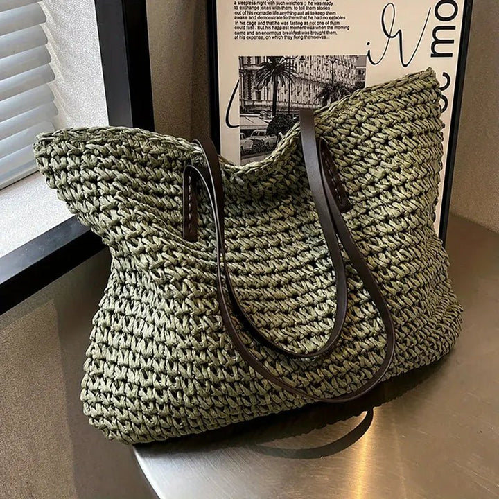 Scarlett | Women's Oversized Woven Straw Shoulder Tote Bag Bohemian Beach 1