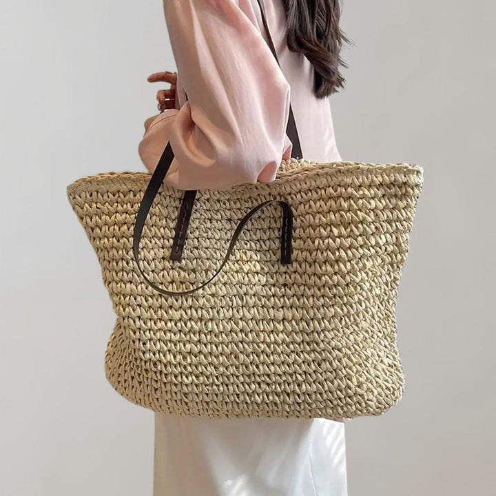 Scarlett | Women's Oversized Woven Straw Shoulder Tote Bag Bohemian Beach 10