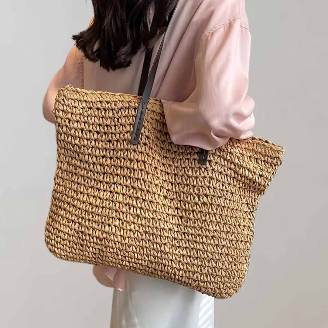 Scarlett | Women's Oversized Woven Straw Shoulder Tote Bag Bohemian Beach 11