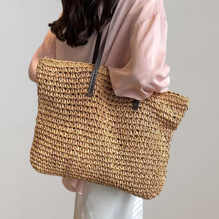 Scarlett | Women's Oversized Woven Straw Shoulder Tote Bag Bohemian Beach 11