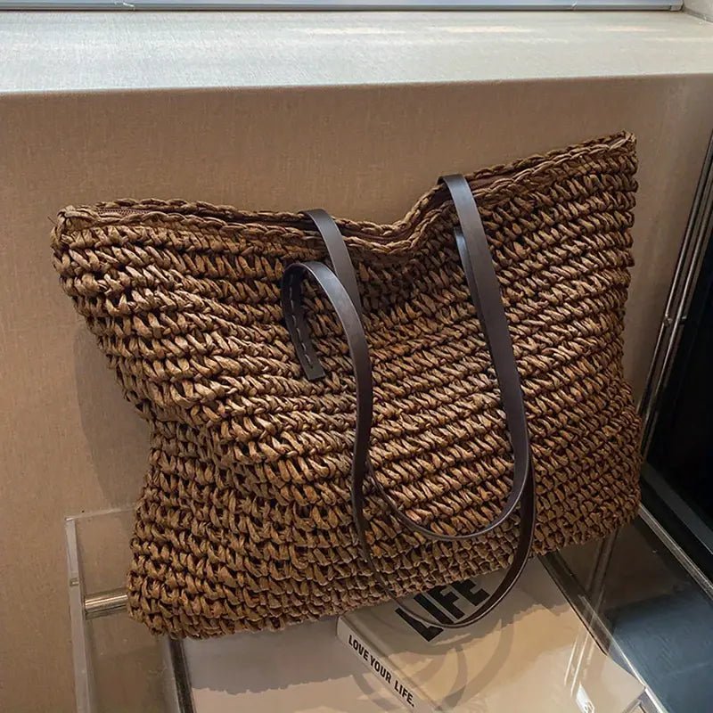 Scarlett | Women's Oversized Woven Straw Shoulder Tote Bag Bohemian Beach 6