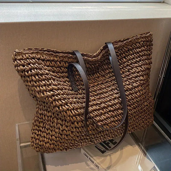 Scarlett | Women's Oversized Woven Straw Shoulder Tote Bag Bohemian Beach 6