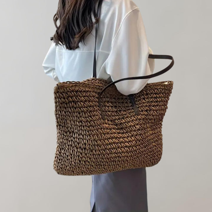 Scarlett | Women's Oversized Woven Straw Shoulder Tote Bag Bohemian Beach 9