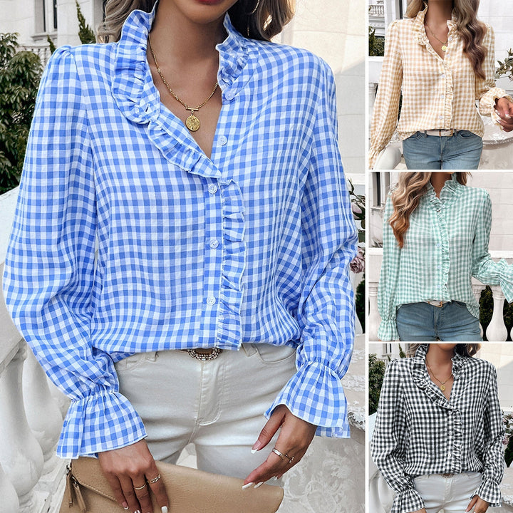 Seravelle | Modern and comfortable checked blouse 1