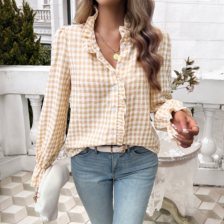 Seravelle | Modern and comfortable checked blouse 2