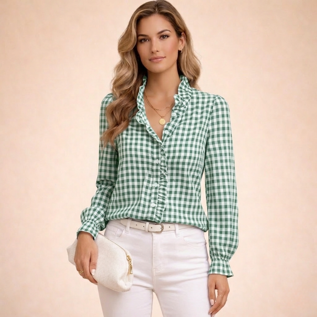 Seravelle | Modern and comfortable checked blouse 8