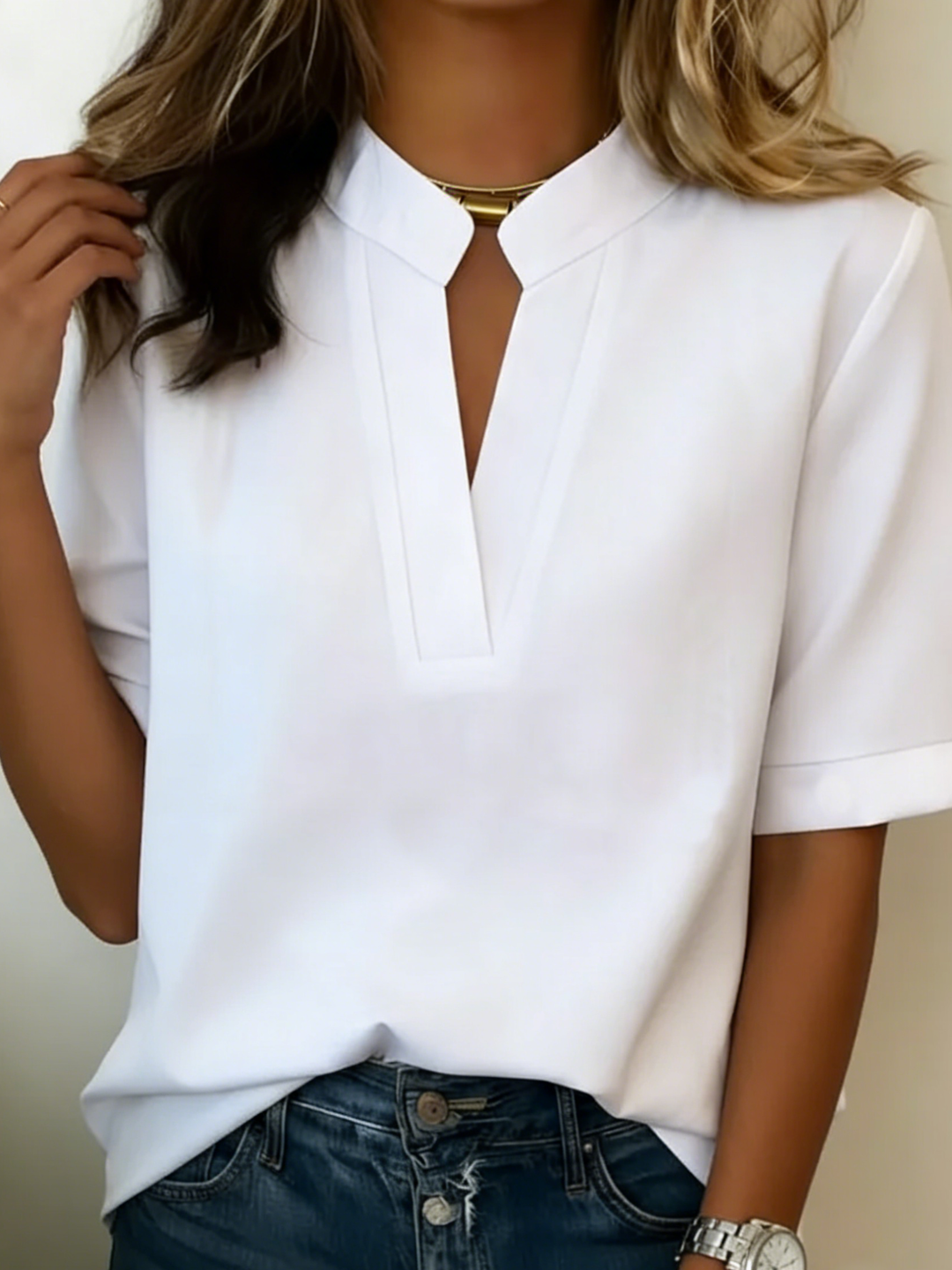 Sienna | Relaxed Fit V-Neck Blouse - Stylish Women's Summer Top in Plus Size 7